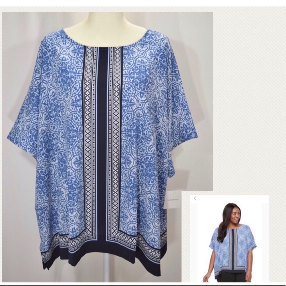 NWT Women’s Plus Size Blue Crepe Popover Top